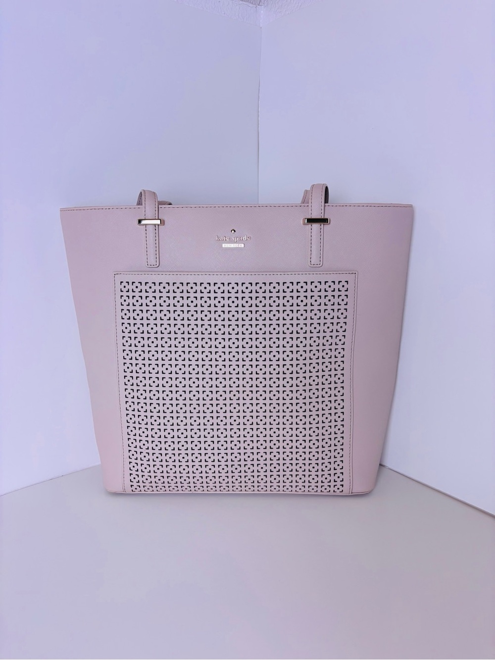 Kate Spade Cedar Street Perforated Tayler Tote Beige Handbag Bag - Picture 3 of 9